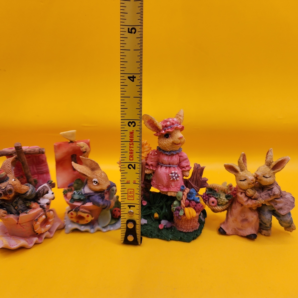 Bunny Rabbit Figurine Lot Resin 3" Easter - Picture 2 of 8